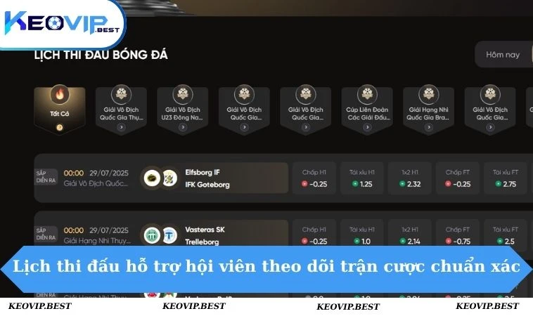 Lịch Thi Đấu 1 Lịch thi đấu hỗ trợ hội viên theo dõi trận cược chuẩn xác